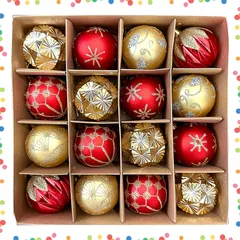 【特価商品】クリスマス オーナメント ボール 16個セット JLNJLE 6cm 赤金 クリスマスツリー 飾り 豪華 多種類 おしゃれ デコレーション ボール 装飾