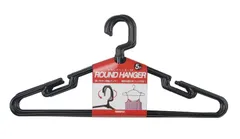 【在庫処分】サワフジ 洋服ハンガー すっきり収納 ラウンドハンガー5P ブラック 幅400mm 5本組 シャツ タンクトップ キャミソール 肩ひも スリム 収納 回転式フック RD-05