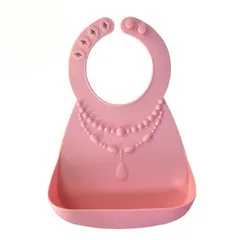 新品 ⭐️お値下げ⭐️ シリコンビブ 【カラー/ピンクネックレス】お食事エプロン シリコン ビブ シリコンスタイ ベビー スタイ  かわいい おしゃれ 赤ちゃん 新生児 女の子 男の子 bib 離乳食 ベビー食器 保育園 食洗機 プレゼント 出産祝い