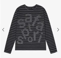 サファラスポット TICKETING STRIPE BORDER TEE BLACK