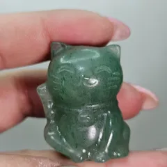 グリーンアベンチュリン✨招き猫✨カービング✨