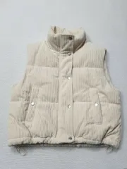 エイセコンズ アイボリー コーデュロイ ショートダウンベスト レディース 80 85