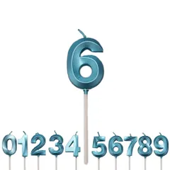 【在庫処分】装飾 3D 記念日をお祝いしましょう バースデーキャンドル ケーキナンバーキャンドル 数字 ウェディングパーティー おしゃれ 卒業パーティー お誕生日キャンドル ブルー(番号0-9) ろうそく (番号6) 誕生日