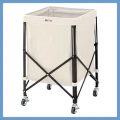 折りたたみ式マルチ収納バスケットワゴン（多用途・ランドリー他）「W36×D36×H56cm」（インドア・アウトドア）No.74／アイボリー