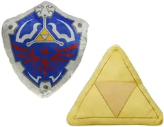 三英貿易(Sanei Boeki) ゼルダの伝説 雑貨 ぬいぐるみクッション ハイリアの盾 W38×D12×H40cm + トライフォース W40×D8×H36cm