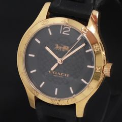 電池交換済】COACH 腕時計 レディース ブラック×ゴールド 箱付き 