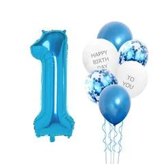 【数量限定】バルーン ナンバー1 大きい 90cm飾り付け バースデー バルーン 数字 風船 ハッピー 装飾 数字 紙吹雪 サプライズ お祝い イベント 誕生日 happy birthday セット 青