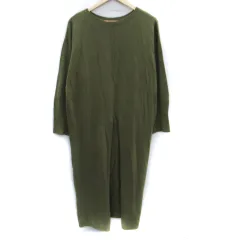 ローリーズファーム LOWRYS FARM ニットワンピース マキシ丈 ロング丈 長袖 スリット F 緑 グリーン /SM31