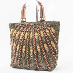 【昭和レトロ】総ビーズ刺繍 ハンドバッグ ヴィンテージ マチあり 豪華デザイン
