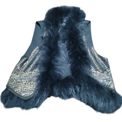 ZM1702 Diagram ダイアグラム　ファー装飾ベスト　レトロ　アンティーク　デザインベスト　ジレ　モード　レディース　36