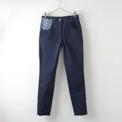 美品 JPタグ ルイ ヴィトン LOUIS VUITTON モノグラムポケットスキニーデニムパンツ 36 ネイビー┃// イタリア製【2400014752069】
