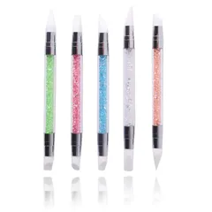 【新着商品】画筆 両端ヘッド 新型 レジン道具 シリコン筆 ペイントブラシ 】ネイル筆 工具 ネイルアートブラシ【5本セット ジェルネイル用ブラシ Doyime 透明＋カラー