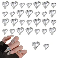 【在庫処分】ハート ネイルパーツ ストーン ネイルストーン ハート大きめ ネイルパーツ キラキラ クリア 透明 クリスタル 立体 30個セット