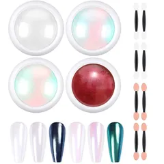 【人気商品】ジェル メタリックネイル ジェルネイル ポリッシュ ネイルパウダー パフェネイルパーツ ネイルパウダー オーロラネイル レジン用 4色 ネオンパウダー オーロラシェルパウダー ミラーネイル