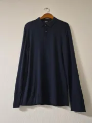 DKNY 長袖 ポロシャツ ネイビー