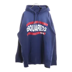 DSQUARED2 (ディースクエアード) 20SS フロントロゴデザイン ドローストリング フーデッド スウェット パーカー ブルー S74GU0406