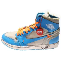 NIKE (ナイキ) ×OFF-WHITE AIR JORDAN 1 POWDER BLUE UNC AQ0818-148 オフホワイト エアジョーダン1 パウダーブルー ハイカットスニーカー US10/28.0cm ホワイト/ブルー