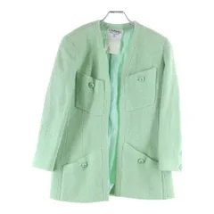 CHANEL (シャネル) ココマークボタン ツイード ジャケット エメラルドグリーン レディース