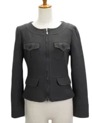 ボディドレッシングデラックス BODY DRESSING Deluxe ジャケット ノーカラー ジップアップ ウール 38 黒 ブラックのサムネイル