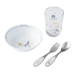 【数量限定】NARUMI(ナルミ) 子供用 食器セット ブレーメン 4点セット デイリーセット グラス おやつ皿 スプーン フォーク 出産祝い お食い初め 離乳食 ギフト 日本製 7980-33547
