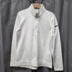 ナイキ ドライフィット 白 厚手 ハーフジップアップ ゴルフウェア
