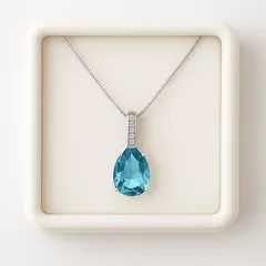 129N【透明感の極み】アクアマリン ネックレス ダイヤ CZ S925 プラチナコーティング 金属アレルギー対応 上品 ご褒美 ジュエリー 大粒 大ぶり プレゼント