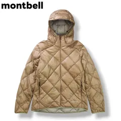 【極暖】 モンベル montbell ライト アルパイン ダウン パーカー キルティング ジャケット ウィンドブレーカー ジャンパー L ベージュ アウトドア ウェア タウンユース レジャー トラベル レディース ♪
