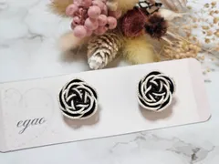 水引ピアス【ブラック✕パールホワイト】