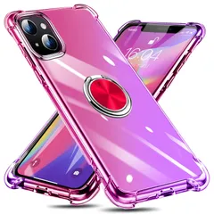 【新着商品】iPhone 13 Mini 用 ケース リング付き クリア TPU グラデーション色 アイフォン 13 Mini 携帯カバー 耐衝撃 透明 車載ホルダー対応 一体型 落下防止 防塵 変形防止 全面保護 アイフォン 13 Mini 用 カバー ピン
