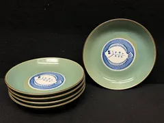 【丸皿 / 趣味之陶器 】盛り付け皿 お皿 陶器 陶芸 魚柄 5枚 カレイ