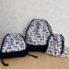ハンドメイド　入園入学セット　3点セット　電車　新幹線　のりもの　体操服袋　お着替え入れ　お弁当袋　給食袋　コップ袋　巾着袋　男の子　C320 おまとめ200円お値引き