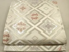 平和屋着物◎六通柄袋帯　唐織　松皮菱花鳥文　銀糸　三越扱い　正絹　逸品　DAAZ1720xg