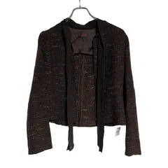 ZM1658 OLD ENGLAND オールドイングランド カーディガン ウール ニット ブラウン リボン レディース 36