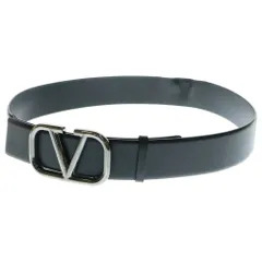 VALENTINO (ヴァレンティノ) Vアイコンバックル ロゴ レザーベルト ブラック