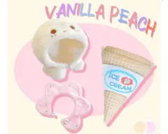 ぬいぐるみ服 10cm 出品 : デザート アイスクリーム 服 衣装 (バニラ)