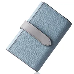 LASIEM(ラシエム) 【こだわり配色×コンパクト】財布 レディース ミニ財布 小さい財布 三つ折り財布 三つ折財布 折りたたみ財布 コンパクト ミニウォレット 本革 革 スキミング防止 セレストブルーxグレー