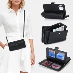 【新着商品】手帳型 ケース スマホ ショルダー スマホケース iphone 12 pro カード収納 大容量 アイホン12プロケース スタンド機能 財布型 いphone12 耐衝撃 耐久性 全面保護 女性 肩がけ 【Hamany】 首掛け 斜め掛け ショルダー