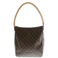 LOUIS VUITTON (ルイヴィトン) モノグラム ルーピングGM ハンドバッグ トートバッグ ブラウン レザー×PVC M51145 ゴールド金具
