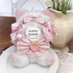 ♡ 10cm ぬい服 おすわり いちご ねこ うさぎ にじぱぺっと ♡ 10cm おすわり ぬい服 イチゴ飴ネコちゃん にじぱぺっと しっぽ付き