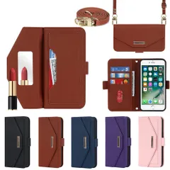【数量限定】手帳 case 7 チェック柄 8 鏡 iPhone ミラー付き iPhone 長ストラップ付き for 肩掛け for 革レザー 手帳型 柔らかいTPU 第2世代 多機能 2020 財布型 SE カード収納 SE 小銭入 縄掛けカバー れ ケース