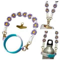 スマホストラップ ペットボトルホルダーフォンタブ ハンドストラップ 2way 可愛い パラコード 韓国 パープル　hands1-pp