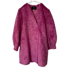 ZM1673【美品】DF A NEW FOCUS ノーカラーボアコート ダブルブレスト スナップボタン ピンク サイズM