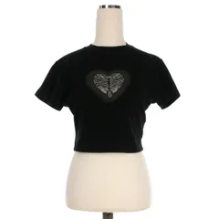 ケーエスジー KsG ハートプリント ミニＴシャツ カットソー クロップド丈 ブラック 黒