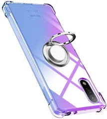 【在庫処分】軽量シリコン 耐衝撃 ケース SO-41B ケース スマホケース グラデーション色 指紋防止 リング付き薄型 360回転 車載ホルダー対応 シリコン 一体型 TPU 人気 クリア SONY リング エクスペリア Ace2 II カバー Ace 携帯