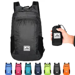 リュック バックパック 20L ブラック 折り畳み 超軽量 約85g 撥水 登山 旅行 リュックサック 大容量 防水 通気性 収納袋付き サイドポケット メッシュ ハイキング トレッキング キャンプ アウトドア メンズ レディース バッグ 折りたたみ 山登り