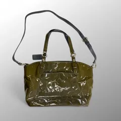 COACH コーチ / パテントレザー 2WAY トートバッグ ショルダーバッグ シグネチャーロゴ F18753 カーキ