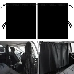 2枚セット車用 間仕切りカーテン BetterJonny 二重マテリアル 車用カーテン遮光カーテン自動車分割日除けカーテン車載プライバシーカーテン車内断熱後部座席マイクロバス遮光日よけ(140*80cm)