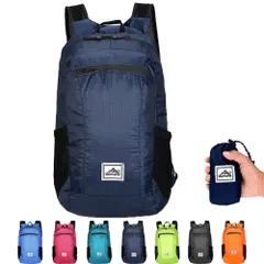 リュック バックパック 20L ネイビー 折り畳み 超軽量 約85g 撥水 登山 旅行 リュックサック 大容量 防水 通気性 収納袋付き サイドポケット メッシュ ハイキング トレッキング キャンプ アウトドア メンズ レディース バッグ 折りたたみ 山登り