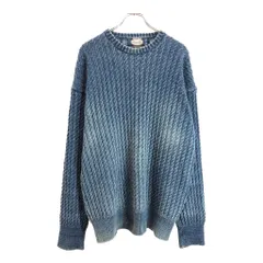 USA製 Original Blue インディゴ コットンニット セーター ブルー(メンズ XL)中古 古着 V3736