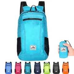 リュック バックパック 20L サックス 折り畳み 超軽量 約85g 撥水 登山 旅行 リュックサック 大容量 防水 通気性 収納袋付き サイドポケット メッシュ ハイキング トレッキング キャンプ アウトドア メンズ レディース バッグ 折りたたみ 山登り